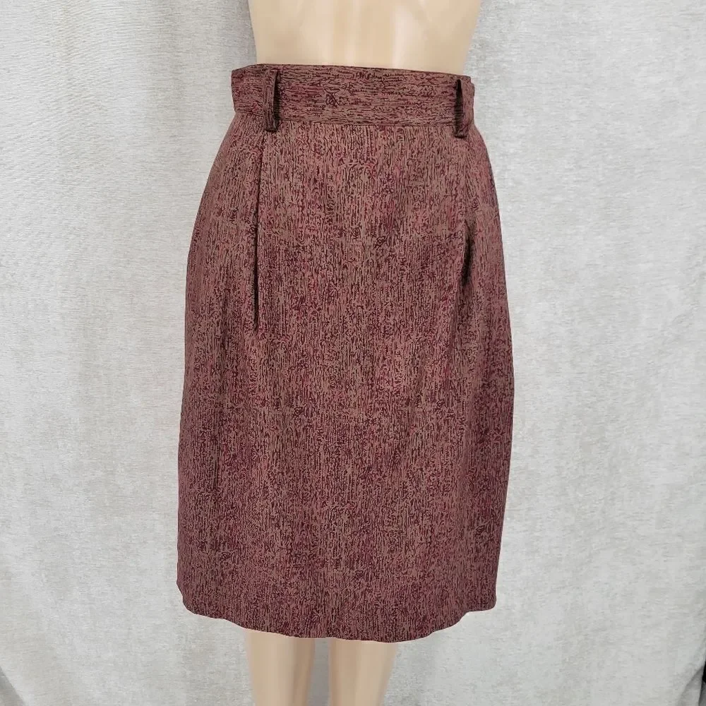 Ellen Tracy Vintage 90s Silk Midi Skirt with Belt Loops and Pockets Women's 10